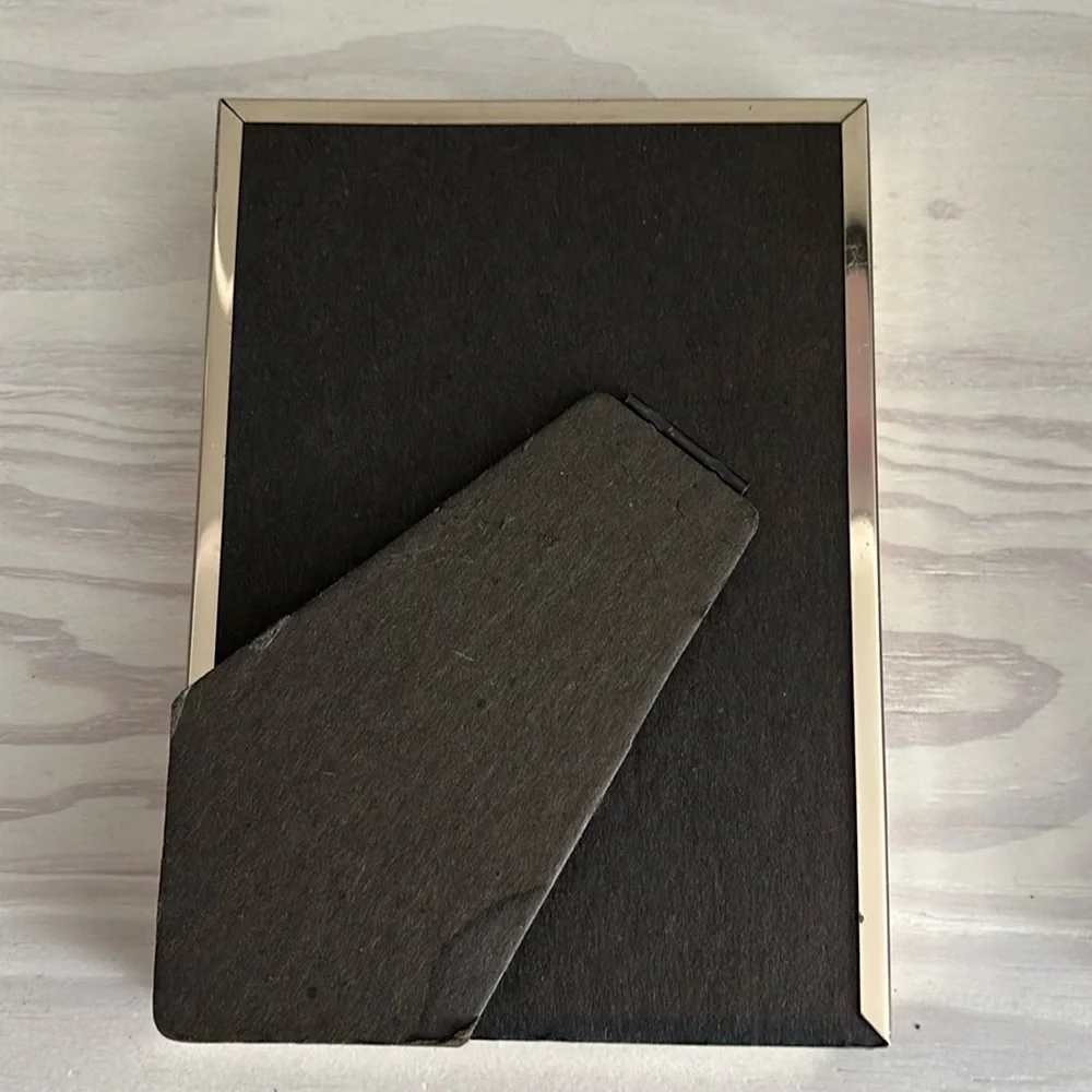 VTG Brass Shadow Box Style Frame‎ with Moody Trees Art Print 5x7